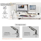 NORTH BAYOU F160-FP Tray Dual Arm Bracket Monitor Desk Mount Adjustable Laptop Holder, F160-FP