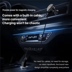 X02 With Retractable Cable 15W Car Air Vent Mount Magnetic Phone Holder Wireless Charger, X02 (Black), X02 (Silver)