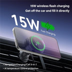 X02 With Retractable Cable 15W Car Air Vent Mount Magnetic Phone Holder Wireless Charger, X02 (Black), X02 (Silver)