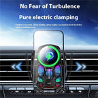 SD02 With Ambient Light 15W Universal Car Phone Holder Mount Wireless Charging Stand, SD02 (Black), SD02 (Silver)