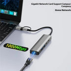 2503 Gigabit RJ45, 2 x USB3.2, USB-C2.0, USB-C3.2, DC5V 6 in 1 Docking Station USB / Type-C Hub, 2503