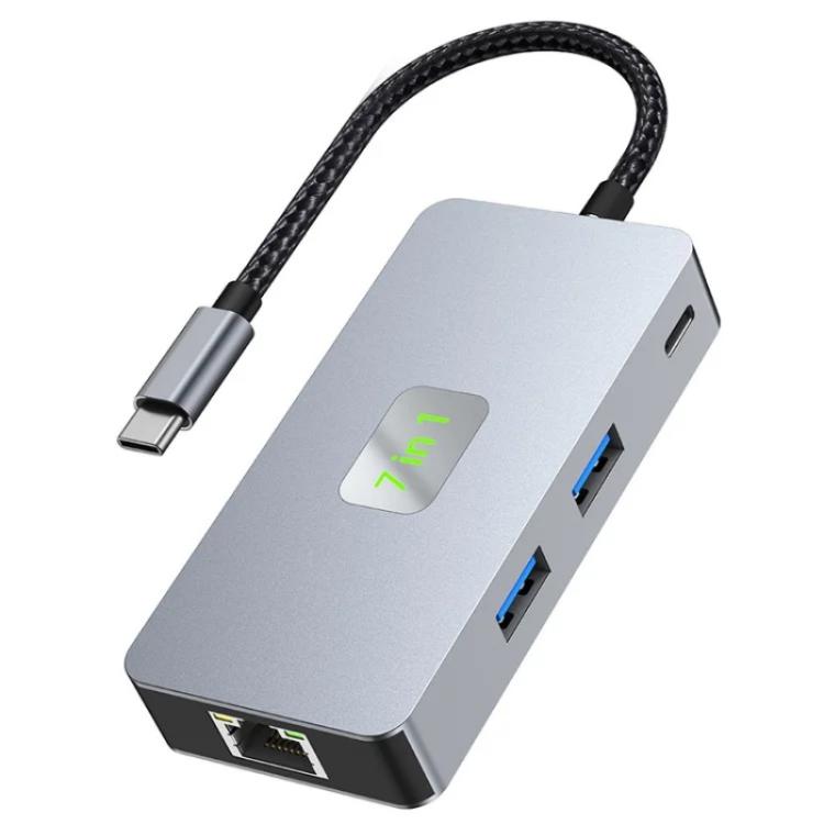 2402 2 x USB 3.2, HD, 2 x Card Reader, PD 100W, RJ45 2.5Gbps 7-in-1 Multi-Port Type-C Hub Adapter, 2402