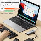 2426 One-Key Screen Off Type-C to 2 x USB3.2, HD, PD100W, 2 x USB-C3.2 HUB, 2426