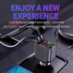 Y4 Retractable Cable Super Fast Charging Car Charger Bluetooth-Compatible MP3 Player, Y4