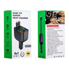 Y4 Retractable Cable Super Fast Charging Car Charger Bluetooth-Compatible MP3 Player, Y4