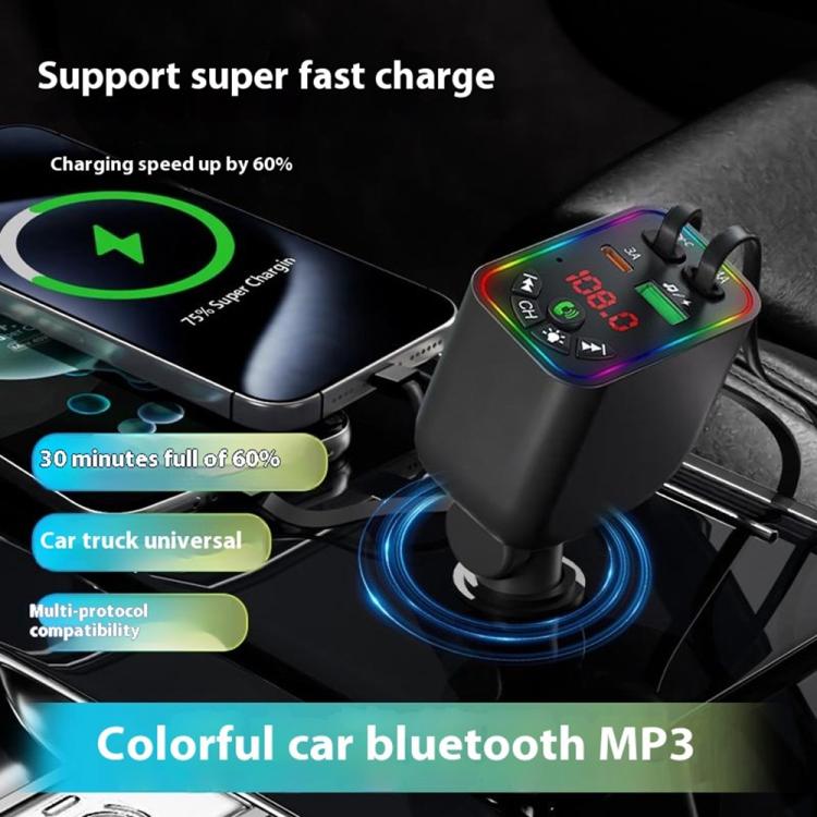 L5 Car Bluetooth-Compatible MP3 Player Hands Free Calling FM Transmitter Fast Charger, L5