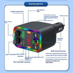 Y6 Retractable Cable EQ Adjustment Bluetooth FM Transmitter Car Charger MP3 Player, Y6