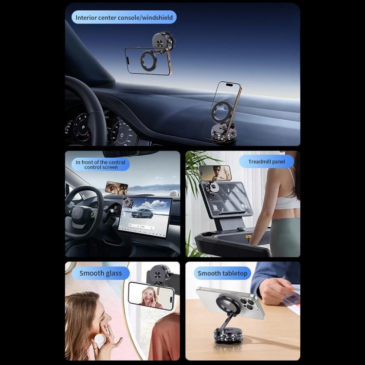 K12 Vacuum Suction Mount Foldable 360 Rotation Magnetic Car Phone Holder, K12 (Black), K12 (Silver)