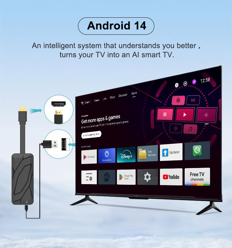 S905X5M Android 14 ATV Display Dongle 4K Smart TV Receiver, S905X5M
