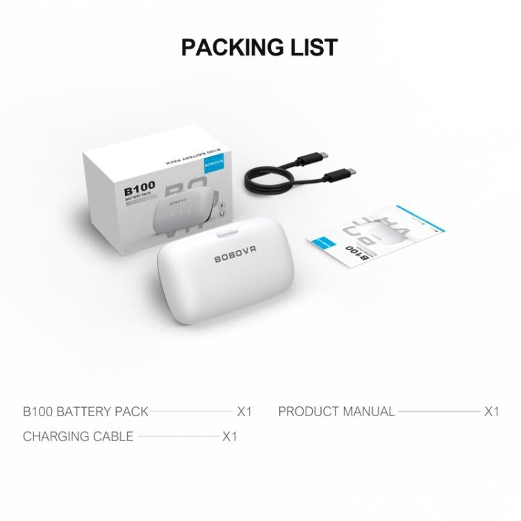 BOBOVR B100 For BOBOVR S3 Pro 10000mAh Replacement Battery VR Head Strap Accessory, B100