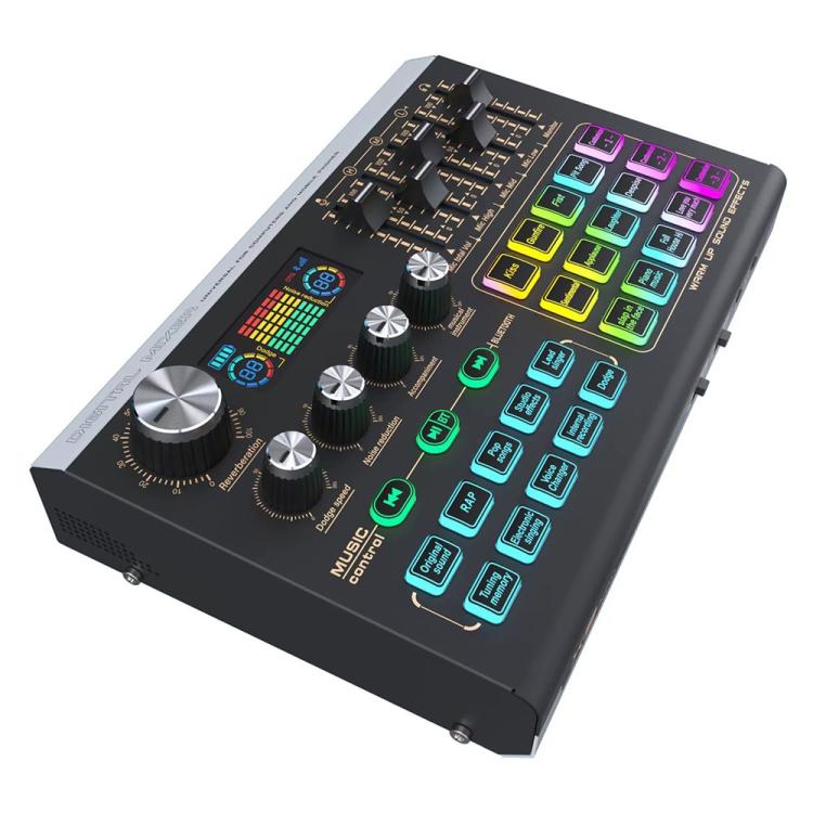 X9 48V Phantom Power Bluetooth Audio Mixer 4-Channel USB Sound Card Voice Changer, X9