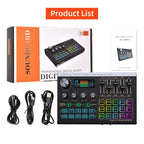 X9 48V Phantom Power Bluetooth Audio Mixer 4-Channel USB Sound Card Voice Changer, X9