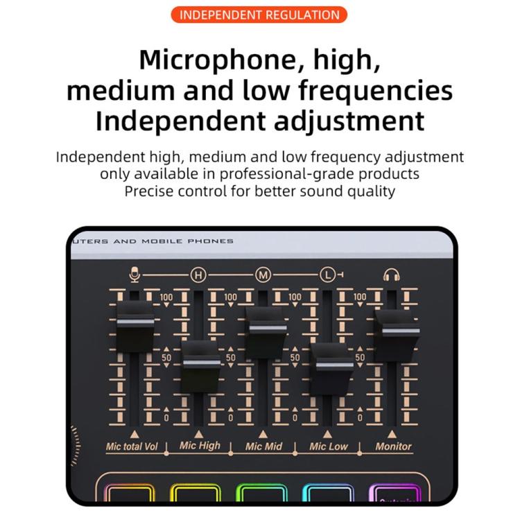 X9 48V Phantom Power Bluetooth Audio Mixer 4-Channel USB Sound Card Voice Changer, X9