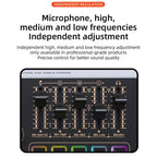 X9 48V Phantom Power Bluetooth Audio Mixer 4-Channel USB Sound Card Voice Changer, X9