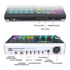 X9 48V Phantom Power Bluetooth Audio Mixer 4-Channel USB Sound Card Voice Changer, X9