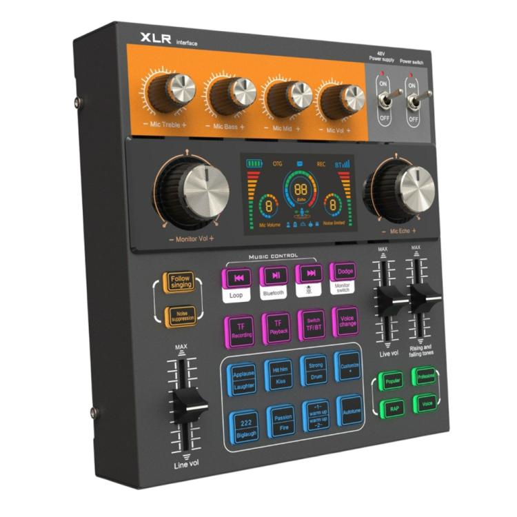 C200 For Live Streaming / Singing Sound Card Audio Mixer Bluetooth Adjustable Mixing Console, C200