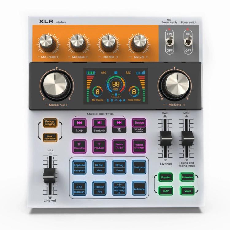 C200 For Live Streaming / Singing Sound Card Audio Mixer Bluetooth Adjustable Mixing Console, C200