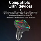 PDF2 With Ambient Light Fast Charger FM Transmitter Bluetooth Hands Free Call MP3 Player, PDF2