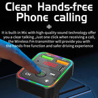 PDF2 With Ambient Light Fast Charger FM Transmitter Bluetooth Hands Free Call MP3 Player, PDF2