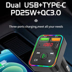 PDF2 With Ambient Light Fast Charger FM Transmitter Bluetooth Hands Free Call MP3 Player, PDF2