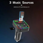 PDF2 With Ambient Light Fast Charger FM Transmitter Bluetooth Hands Free Call MP3 Player, PDF2