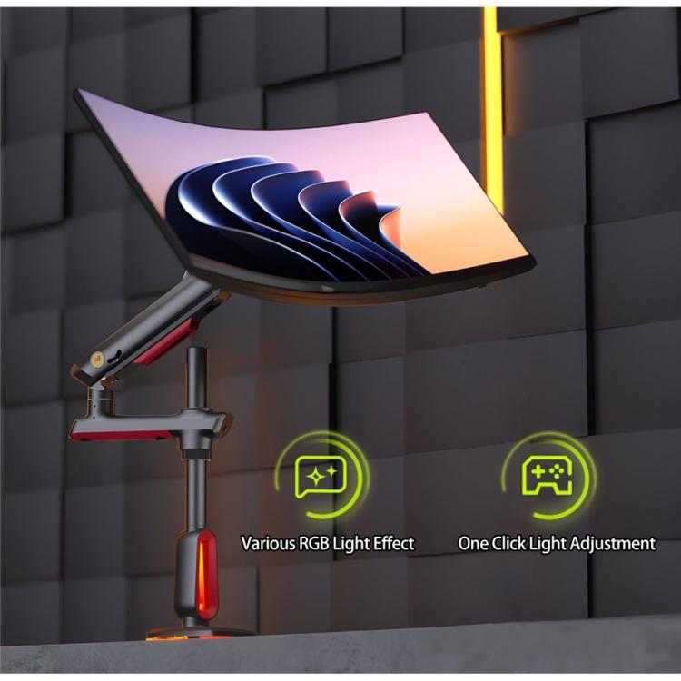 NORTH BAYOU L70 RGB Lighting Gaming Monitor Adjustable Arm Stand Curved Monitors Bracket, L70