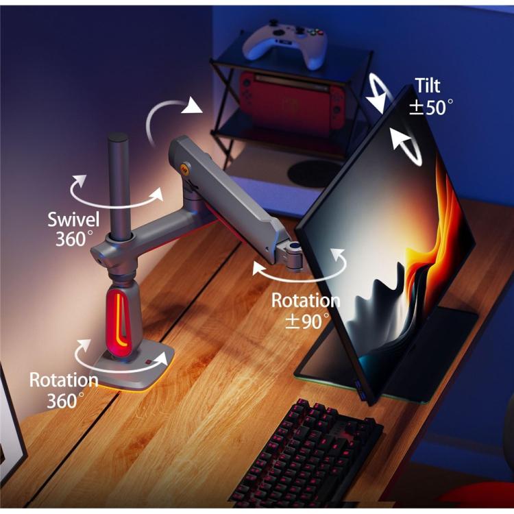 NORTH BAYOU L70 RGB Lighting Gaming Monitor Adjustable Arm Stand Curved Monitors Bracket, L70