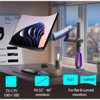 NORTH BAYOU G80 32-60 inch Curved Display Gaming Monitor Desk Stand Monitor Support Arm, G80