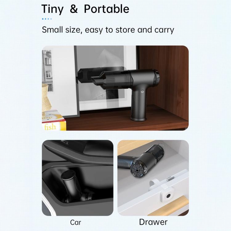 V16S With 200ml Dust Box Rechargeable Dust Blower Portable Handheld Car Vacuum Cleaner, V16S