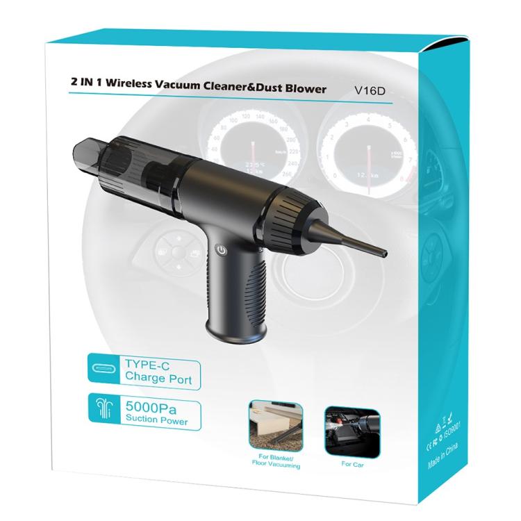 V16D 7 Nozzles 2 in 1 Car Vacuum Cleaner Powerful Suction Rechargeable Handheld Dust Blower, V16D