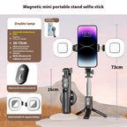 P08Y Pro F2 Portable Travel Selfie Stick Tripod Mini MagSafe Phone Stand with Remote Control and Fill Lights, P08Y Pro F2