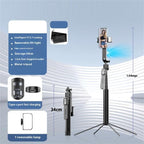 Q530TK Portable Metal Phone Stand Selfie Stick Expandable Auto Face Tracking Tripod with Single Fill Light, with Single Fill Light