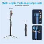 Q530TK Portable Metal Phone Stand Selfie Stick Expandable Auto Face Tracking Tripod with Single Fill Light, with Single Fill Light
