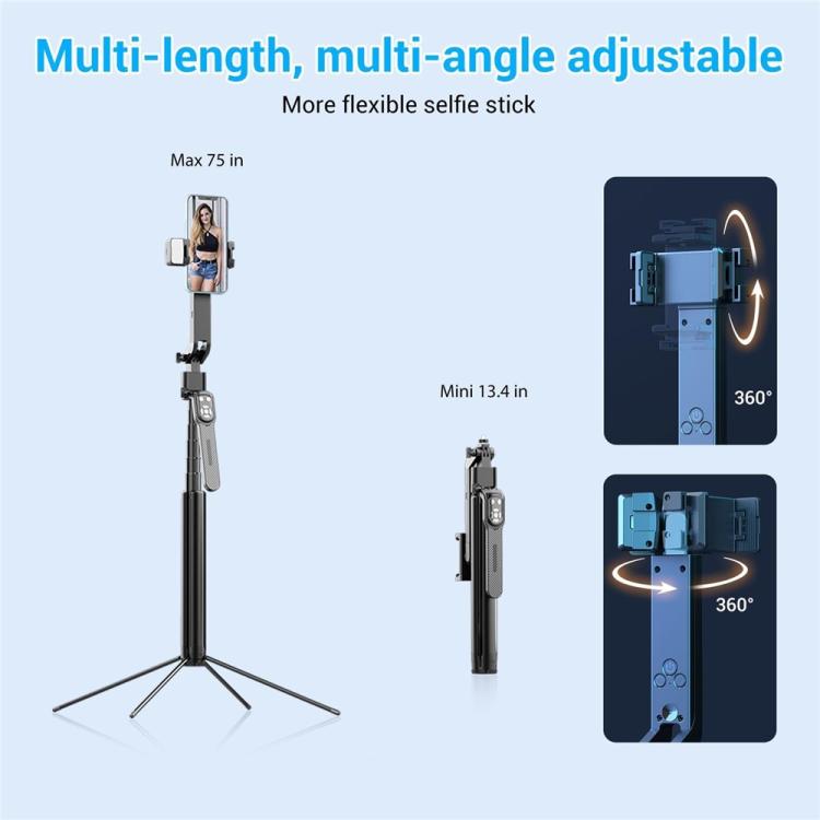 Q530TK Portable Metal Phone Stand Selfie Stick Expandable Auto Face Tracking Tripod with Dual Fill Light, with Dual Fill Light
