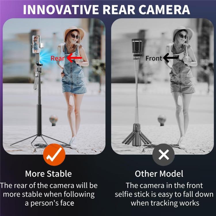 Q530TK Portable Metal Phone Stand Selfie Stick Expandable Auto Face Tracking Tripod with Dual Fill Light, with Dual Fill Light