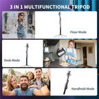Q530TK Portable Metal Phone Stand Selfie Stick Expandable Auto Face Tracking Tripod with Dual Fill Light, with Dual Fill Light