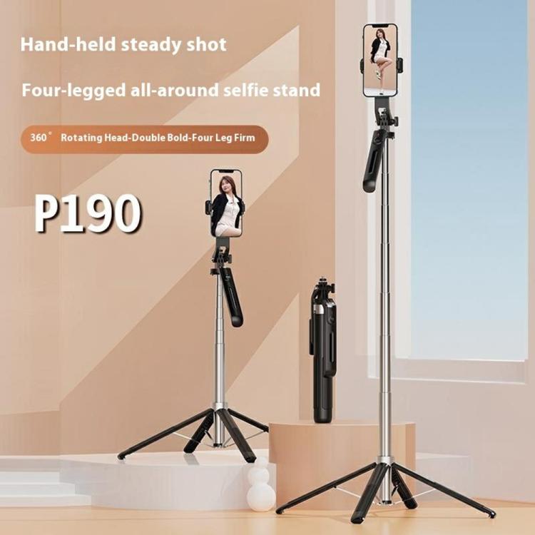 P190 Portable Retractable Four-Legged Stand Phone Stand Selfie Stick with Bluetooth Remote Control, P190