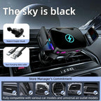 SD23 With Ambient Light Car Navigation Air Vent Phone Holder 15W Wireless Charger, SD23 (Black), SD23 (Silver)