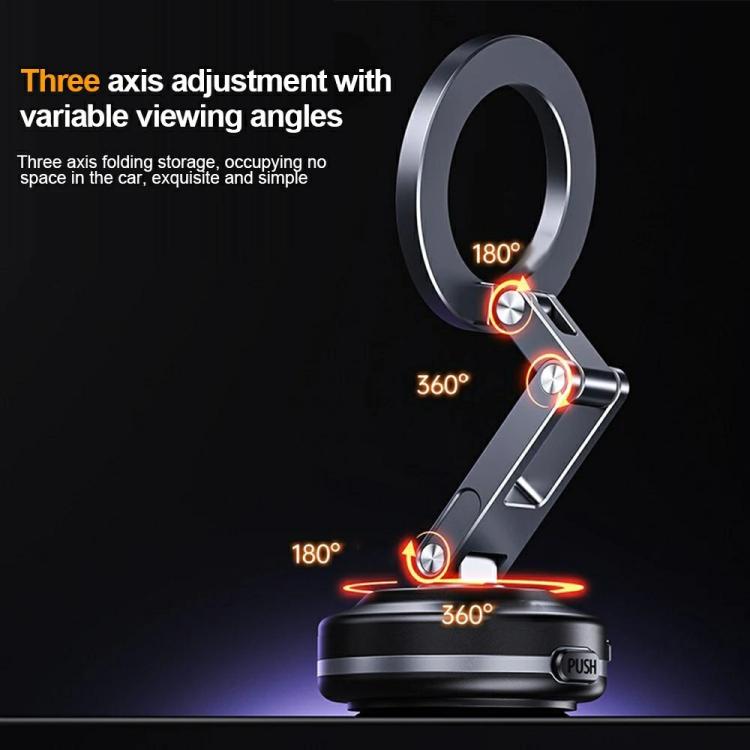 X63 Foldable Arm Car Phone Navigation Mount Vacuum Suction Cup Aluminum Alloy Holder, X63