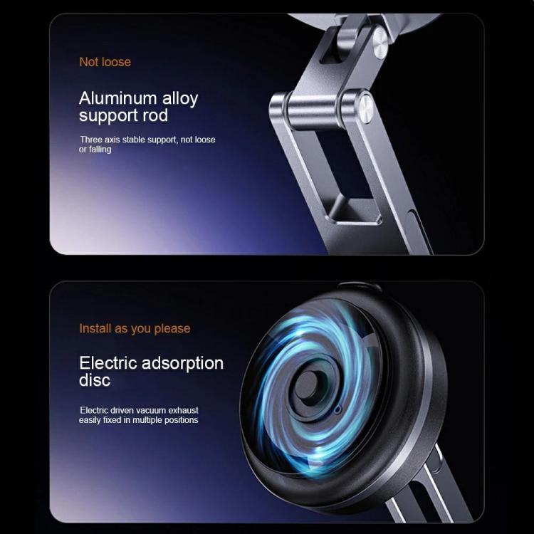 X63 Foldable Arm Car Phone Navigation Mount Vacuum Suction Cup Aluminum Alloy Holder, X63