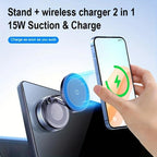 X68W 15W Wireless Charging Vacuum Suction Cup Foldable Car Dashboard Magnetic Phone Holder, X68W