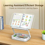 R22H Adjustable Rotating Foldable Laptop Tablet Book Holder Stand with Bottom Storage Box, R22H