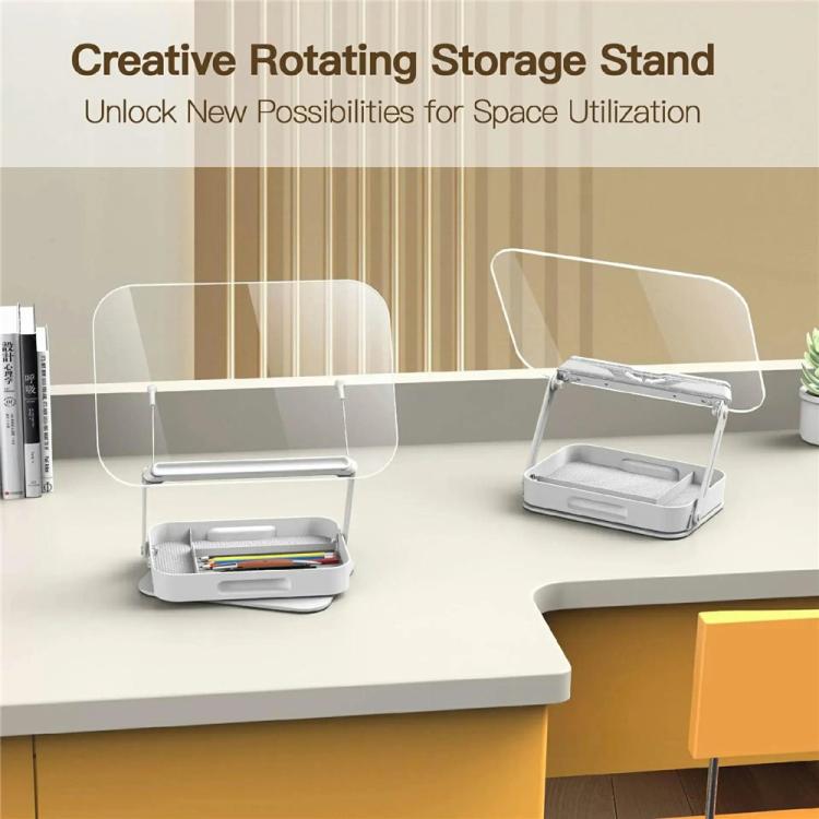 R22H Adjustable Rotating Foldable Laptop Tablet Book Holder Stand with Bottom Storage Box, R22H