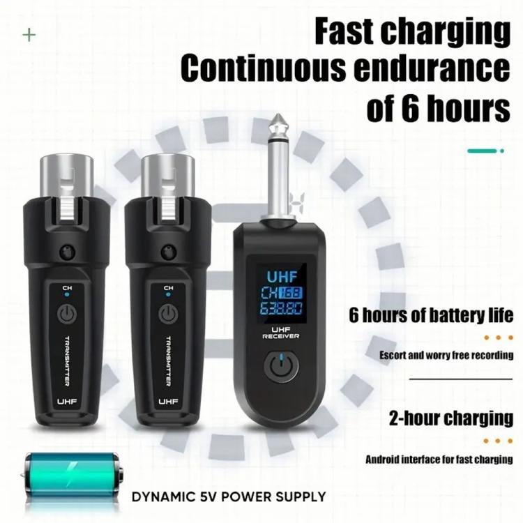 K1 For Handheld Dynamic Mic Wired to Wireless Microphone Converter, 2 Transmitter + 1 Receiver, 2 Transmitter + 1 Receiver