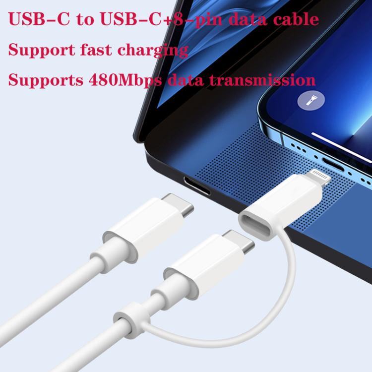 QC4.0 + PD3.0 LED Digital Display Car Charger with Type-C to Type-C / 8 Pin Data Cable, TE-S01 (White), TE-S01 (Black)
