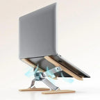 P70W Adjustable Height Solid Wood + Aluminum Alloy Cooling Stand for 14-16 inch Laptops, P70W