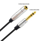 JUNSUNMAY 6.35mm 1/4 inch Male to Female Stereo Headphone Guitar Extension Cable Cord, 0.3m, 1.8m, 3m, 5m, 10m