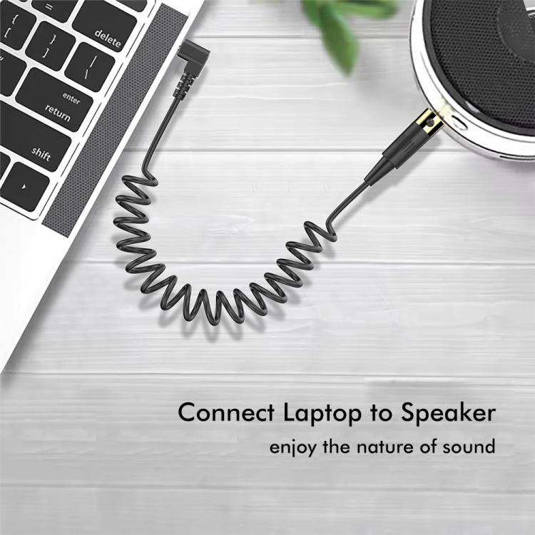 JUNSUNMAY 3.5mm Stereo Male to 4 Pin XLR Female Mixer Spring Extension Adapter Cable, Length: 0.5m, 3.5mm Stereo Male to 4 Pin XLR Female