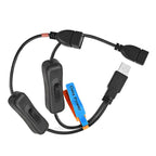 JUNSUNMAY USB 2.0 Male to 2 Dual USB Female Jack Y Splitter Hub Power Cord Extension Adapter with On/Off Switch