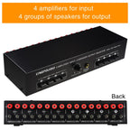 B075 4 Input 4 Ooutput Power Amplifier Speaker Selector Switcher,  300W Sound Quality Per Channel No Loss, B075
